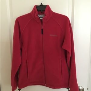 Columbia Red Full Zip Fleece Jacket Size Small